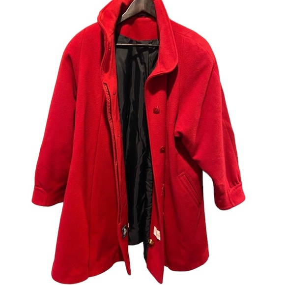 Vintage Red Wool Coat with scarf Size 10P - Picture 3 of 8
